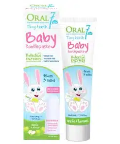 Kem đánh răng trẻ em an toàn khi nuốt kèm bàn chải ngón tay Oral7 Tiny Teeth 40ml (Cho bé từ 3 tháng - 3 tuổi)